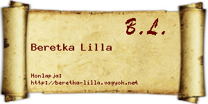 Beretka Lilla névjegykártya